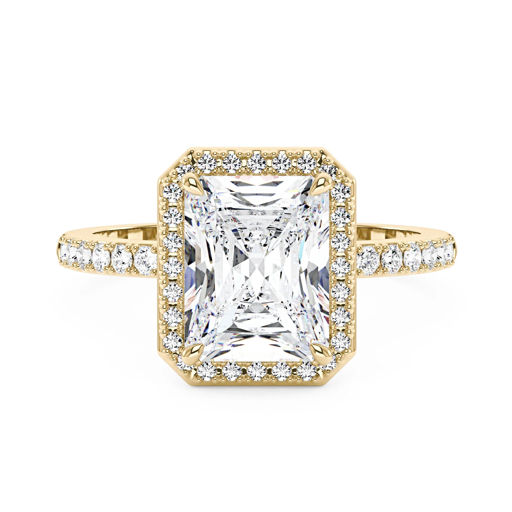 Radiant Halo Ring with Pavé Band - Image 4